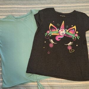 Girls' Unicorn Graphic Tee and Tie-Front Top